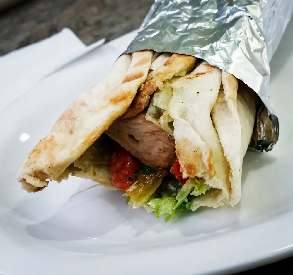 Chicken shawarma wrap at Golden Pita Lebanese restaurant in Ancaster